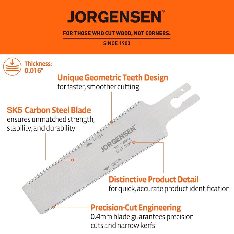 Jorgensen Replacement Blade for 5 inch Pro Double Edge Flush Cut Saw, 18/25 TPI SK5 Flexible Blade - Image 3